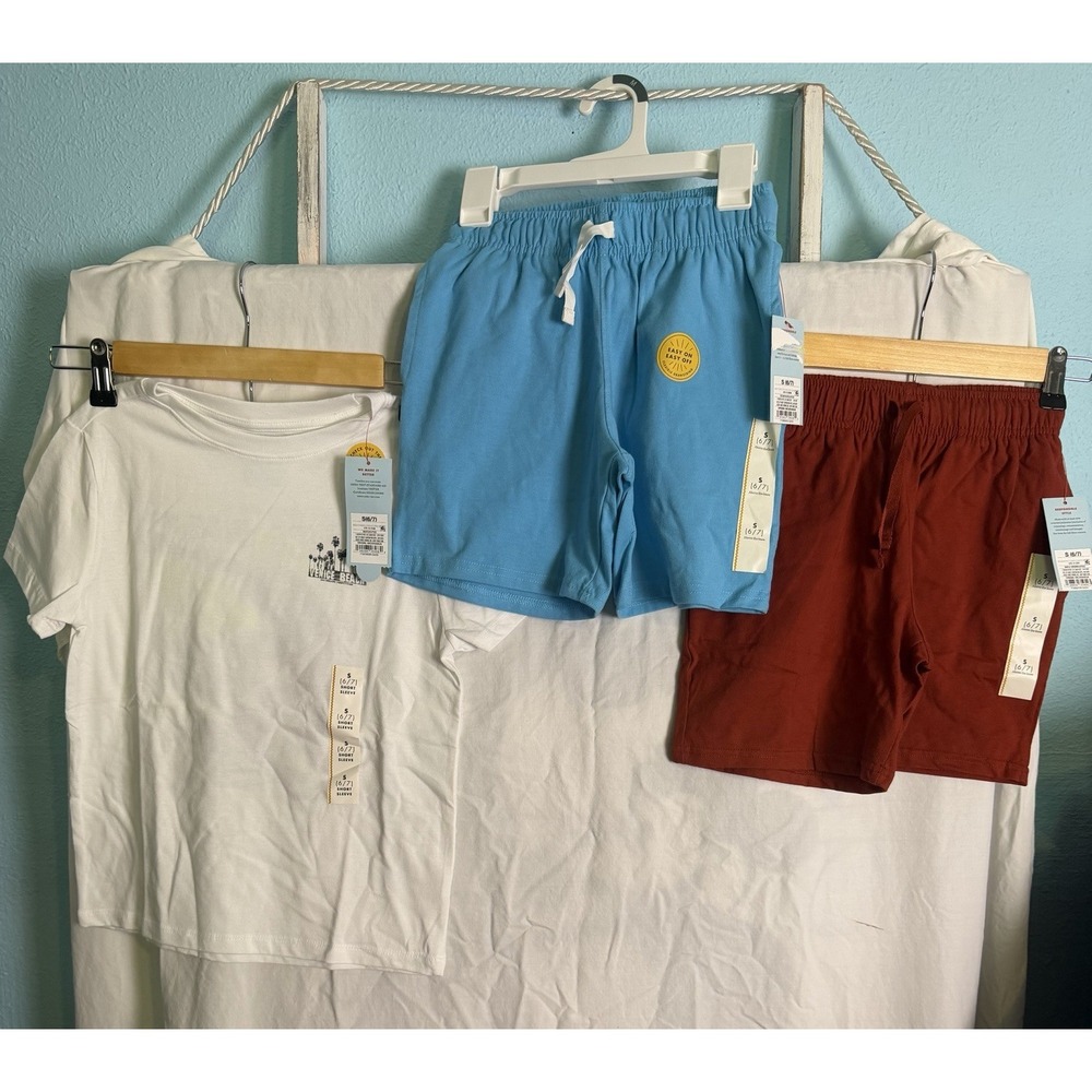 Cat Jack Boys Summer Shorts T-Shirt Bundle Three-Piece Size Small 6/7 NWT